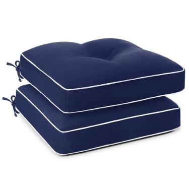 Imagem de Almofadas para cadeiras de pátio Favoyard, resistentes à água, azul, p