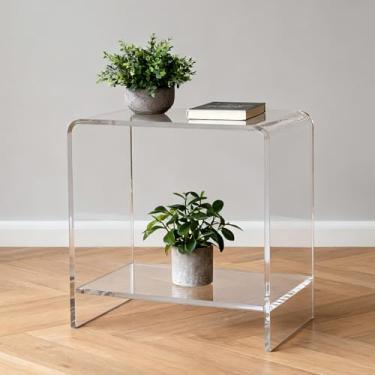 Imagem de Mesa de canto de acrílico/mesa de cabeceira, 58 cm A, elegante e durável. Ideal para quartos, salas de estar e interiores modernos. Uma escolha perfeita como mesa de cabeceira ou peça lateral de sofá