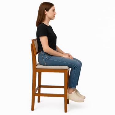 Imagem de Banqueta Madeira Maciça Estofado Linho Com Tela Sextavada Premiere