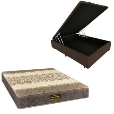 Imagem de Cama Box Baú Blindada com Colchão de Espuma Orthopedic - Casal 138x188 (CORINO MARROM)
