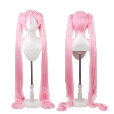 Imagem de Peruca de cosplay YONGCANWIG fofa rosa de Halloween longa reta