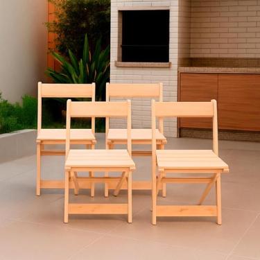 Imagem de Kit 4 Cadeiras Dobráveis de Madeira para Área Gourmet Ismalu, Natural