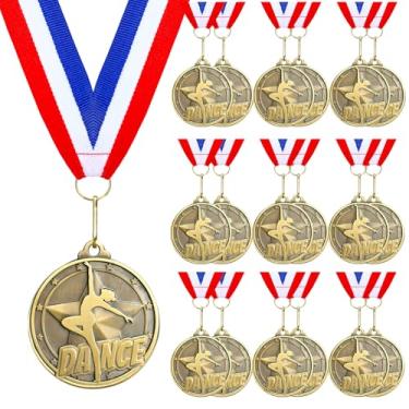 Imagem de Quelay 20 medalhas de dança de 5 cm com fitas de pescoço, medalhas de vencedor, prêmios, troféus de metal a granel, presente para competições de adultos, torneios de educação escolar, lembrancinha de