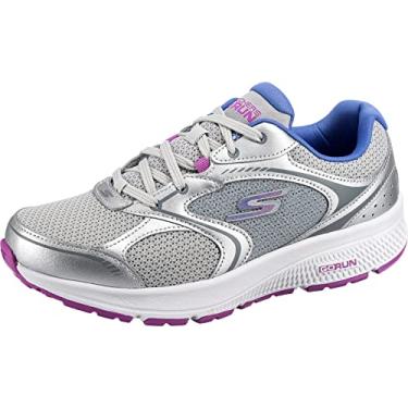 Imagem de Skechers Tênis feminino Go Run Consistent-Chandra, Prata/roxo, 5.5