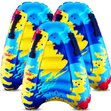 Imagem de Gemscream 3 peças de prancha inflável de surfe com alças, boia de surfe de praia para escorregar, portátil, piscina, água, jogo, boia, piscina, flutuante, verão, brinquedo divertido para iniciantes em