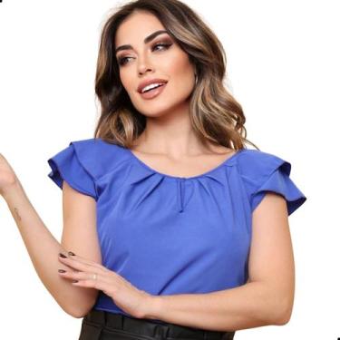 Imagem de Blusinha Evangélica Crepinho Social Feminina Cores Lisas - Look Modas 