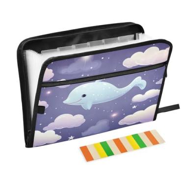 Imagem de Wassud Baleias e Nuvens Acordeão Arquivo Organizador Letra A4 Pasta de Arquivo de Papel Organizador de Documentos com Etiquetas Pasta de Arquivo Expansível 13 Bolsos