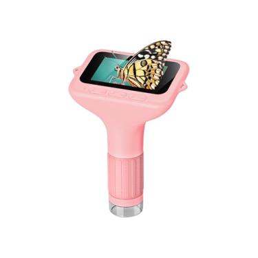 Imagem de Naroote Microscópio Digital Portátil 1080P para Crianças 3,0 Polegadas IPS Tela Colorida Ajustável LED Armazenamento Integrado Com Luz Inspire Interesse Científico Mini Miniscópio (Rósea)