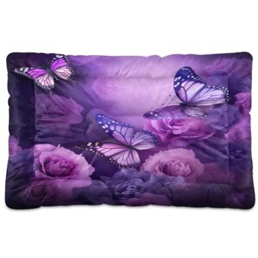 Imagem de Wassud Cama de borboleta para cães pequenos, lavável, impermeável, para viagem, tapete portátil para gatos com fundo antiderrapante para ambientes internos e para dormir 45 x 61 cm