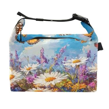 Imagem de STAYTOP Lancheira colorida de lindas flores silvestres com fivela, lancheira isolada para meninos e meninas, lancheira térmica para trabalho escolar