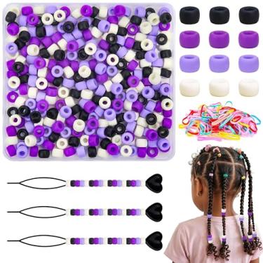 Imagem de AUREHEN Kit de 200 contas de pônei de silicone para trançar com caixa de armazenamento, 100 peças de elásticos de borracha e 3 ferramentas de contas, contas de cabelo macias a granel para acessórios