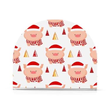 Imagem de Qilmy Porta-guardanapos de acrílico de porco fofo de Natal, porta-guardanapos para mesas cozinha restaurante decoração de casa, suporte decorativo moderno para guardanapos de coquetel de papel de
