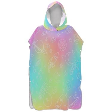 Imagem de Joisal Poncho de surf gradientes arco-íris pastel trocador adulto absorvente masculino poncho com capuz toalha floral