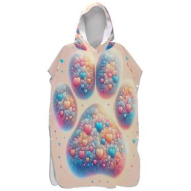 Imagem de Joisal Poncho de surfe plus size para mudança de roupão de praia com capuz toalha floral colorido bonito desenho de pata ponchos adultos para mulheres