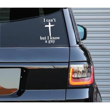 Imagem de Printbeat Decalque I Can't but i Know a Guy – Uso interno e externo | Adesivo de vinil branco | Cadernos de para-choques, caminhão, janela, laptop| Fácil de usar para carro, van e bicicleta | 11,4 cm