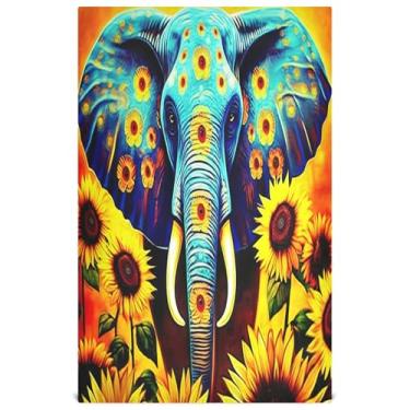 Imagem de Joisal Toalhas de prato florais de elefante azul girassóis para decoração de cozinha toalhas de chá fofas panos de prato panos de prato macios absorventes 45 x 71 cm, 6 pacotes
