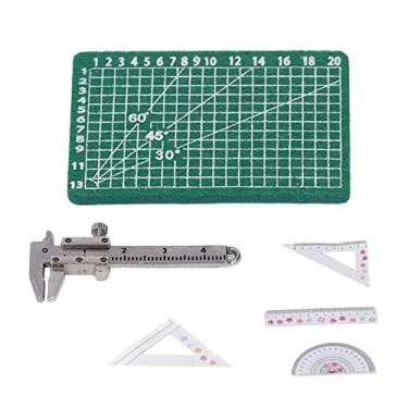 Imagem de aqxreight Réguas de Pinça Em Miniatura Em Escala 1:12, Almofada de Corte, Superfícies de Alisamento de Liga, Kit de Acessórios Escolares para Casa de Bonecas para Infinitos até 1, como Réguas Altas,