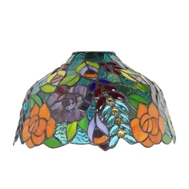 Imagem de Cúpula de Abajur Tiffany de Reposição, 30,5 x 18 cm, Vitral Rosa, Estilo Vintage, Apenas a Cúpula, Encaixe de 4,1 cm para Luminária de Chão Arqueada, Luminária de Pé, Luminária Pendente, A4