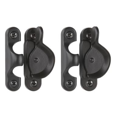 Imagem de HASWARE Trava de faixa de janela de metal - Design à prova de intempéries e resistente à ferrugem, ótimo para chalés, apartamentos e casas de aluguel (1, preto)