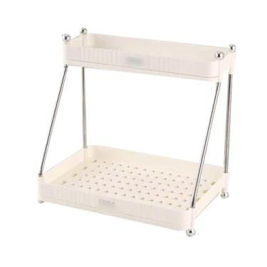 Imagem de LNQKJXIIA Boutiques US Escorredor de xícara de café de 2 camadas com bandeja de drenagem removível, organizador de bancada de plástico ABS suporte de secagem de prateleira (branco)