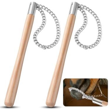 Imagem de Lasnten 2 peças de corda de algodão de 25,4 cm, cabo de madeira, 43 cm, ferramenta de restrição humanizada veterinária, auxílio de manuseio calmante de nariz de equino para cavalo, cavalo, cavalo