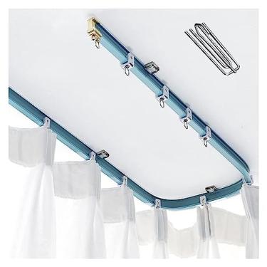 Imagem de Trilho de cortina de teto, trilho de cortina, varão de teto dobrável para chuveiro/sala de estar/hospital/clínica ganchos incluídos (500 cm) (uma cor 100 cm)