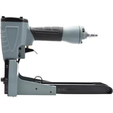 Imagem de GUAVFH Máquina de selagem de papelão pneumática, grampeador de fechamento de caixa, máquina de empacotamento, pistola de grampo, profundidade e aperto de pregos ajustáveis, capacidade de encadernação