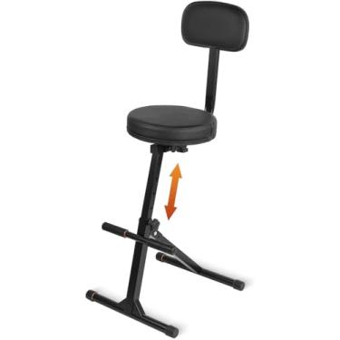 Imagem de VEDO Banco para guitarra com encosto, assento com altura ajustável e suporte para pendurar, adequado para guitarras acústicas, guitarras elétricas e baixos; um suporte para bateria especialmente