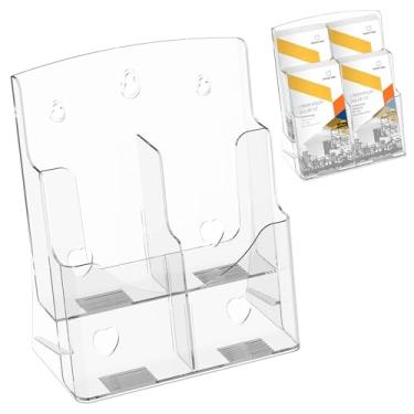 Imagem de ZJRDYYK Suporte de folheto de acrílico, suporte de panfleto de camada dupla com divisória removível, mesa e organizador de literatura transparente montado na parede para panfleto de exibição, livreto