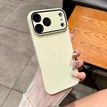 Imagem de SFDSUH Capa rígida fosca para iPhone 13 com película de vidro para lente, antiderrapante (para iPhone 13/Branca)