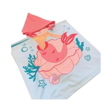 Imagem de Roupão De Banho Para Meninas Com Tema De Unicórnio, Tubarão E Sereia, 