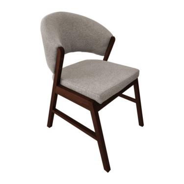 Imagem de Cadeira De Jantar Madeira Maciça Débora Linho Premium Castanho;Bege Linho