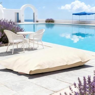Imagem de Saco de feijão flutuante para piscina sem enchimento - saco de feijão reutilizável para natação - saco de feijão com listras ao ar livre capa de pufe - cadeira de sala de jogos de água (cor: areia