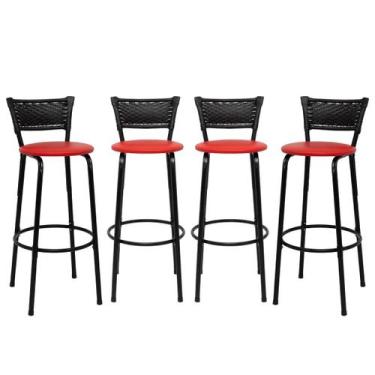 Imagem de kit 4 Banquetas Cadeiras Bancos Altas Balcão Ilha Bar Bancada Cozinha 