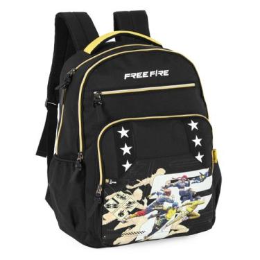 Imagem de Mochila Bolsa Escolar Jogo Free Fire Preto de Costas - Luxcel