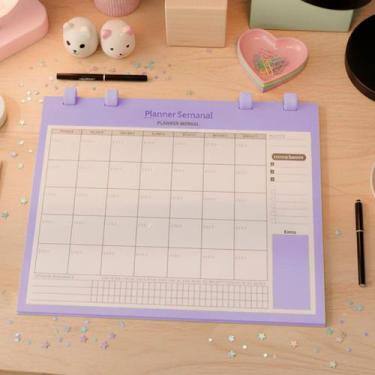 Imagem de Caderno agenda planner mensal semanal organização vida estudante traba