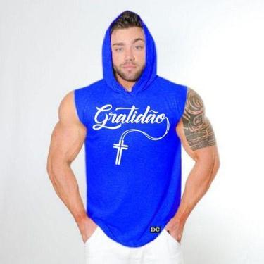 Imagem de Regata Com Capuz Masculino Academia Fitness Desenho Gratidão - MARIANA