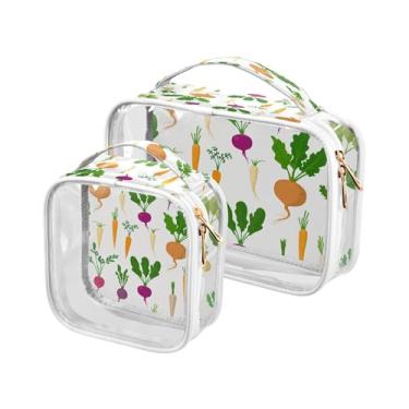 Imagem de xigua Bolsa de maquiagem de vegetais de raiz colorida para mulheres, bolsa de cosméticos transparente de viagem, bolsa de higiene portátil à prova d'água para viagens, férias, organização de banheiro