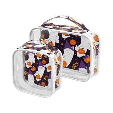 Imagem de xigua Bolsa de maquiagem de fantasmas de Halloween para mulheres, bolsa de cosméticos de viagem, bolsa de higiene portátil à prova d'água para viagens, férias, organização de banheiro