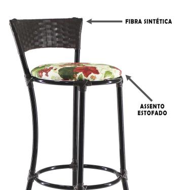 Imagem de Kit Com 4 Banquetas Altas Forts Fibra Uv Bancada, área Goumert, Bar, Piscina, Balcão Floral Vermelho