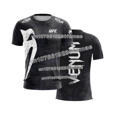 Imagem de Camiseta Masculina Preta E Branca UFC Casual De Verão Com Decote Redon