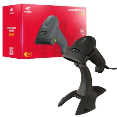Imagem de Leitor de Código de Barras C3Tech LB-50BK, Cabo USB, Leitura de Códigos 1D, DANFE, Boletos Bancários, Sensor a Laser, Com Suporte  - Preto