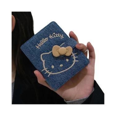 Imagem de Carteira De Denim Bordada Hello Kitty Para Meninas, Bolsa Para Cartões
