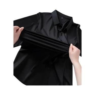 Imagem de Camisa Masculina De Manga Longa Lisa Com Alta Elasticidade, Sem Amassa