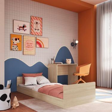 Imagem de Cama Infanto Juvenil Com Escrivaninha Solteiro Carvalho Araguaia Completa Móveis