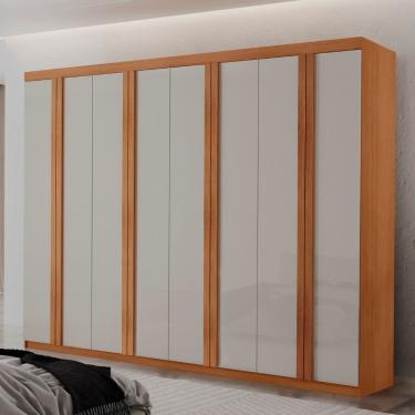 Imagem de Guarda Roupa Casal Ortiz Mdf Com 8 Portas 4 Gavetas Moderna Naturalle/off White Sem Pés