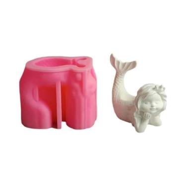 Imagem de Molde De Silicone Para Vela Aromática 3D Sereia DIY Para Resina, Gesso