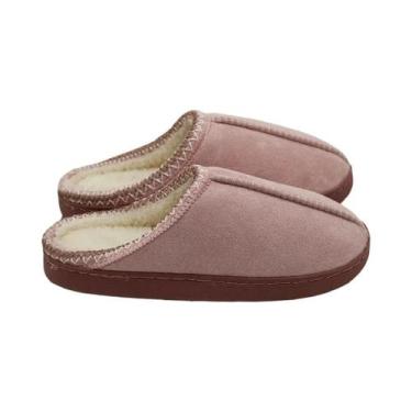 Imagem de Pantufas De Algodão Forradas Com Fleece Para Casais, Solado Grosso Ant