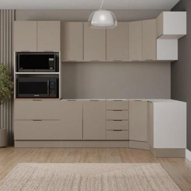 Imagem de Cozinha Modulada 7 Peças sem Tampo com Rodapé Ipanema CabeCasa Madeira
