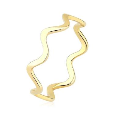 Imagem de anel feminino formato onda wave LUXO ouro 10k maciço A431 Tamanho:12Co